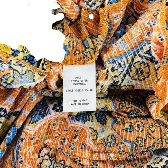 Bohemian Floral Print Blouse Top By Melloday Size S 97% Polyester 3% Spandex - Picture 4 of 6